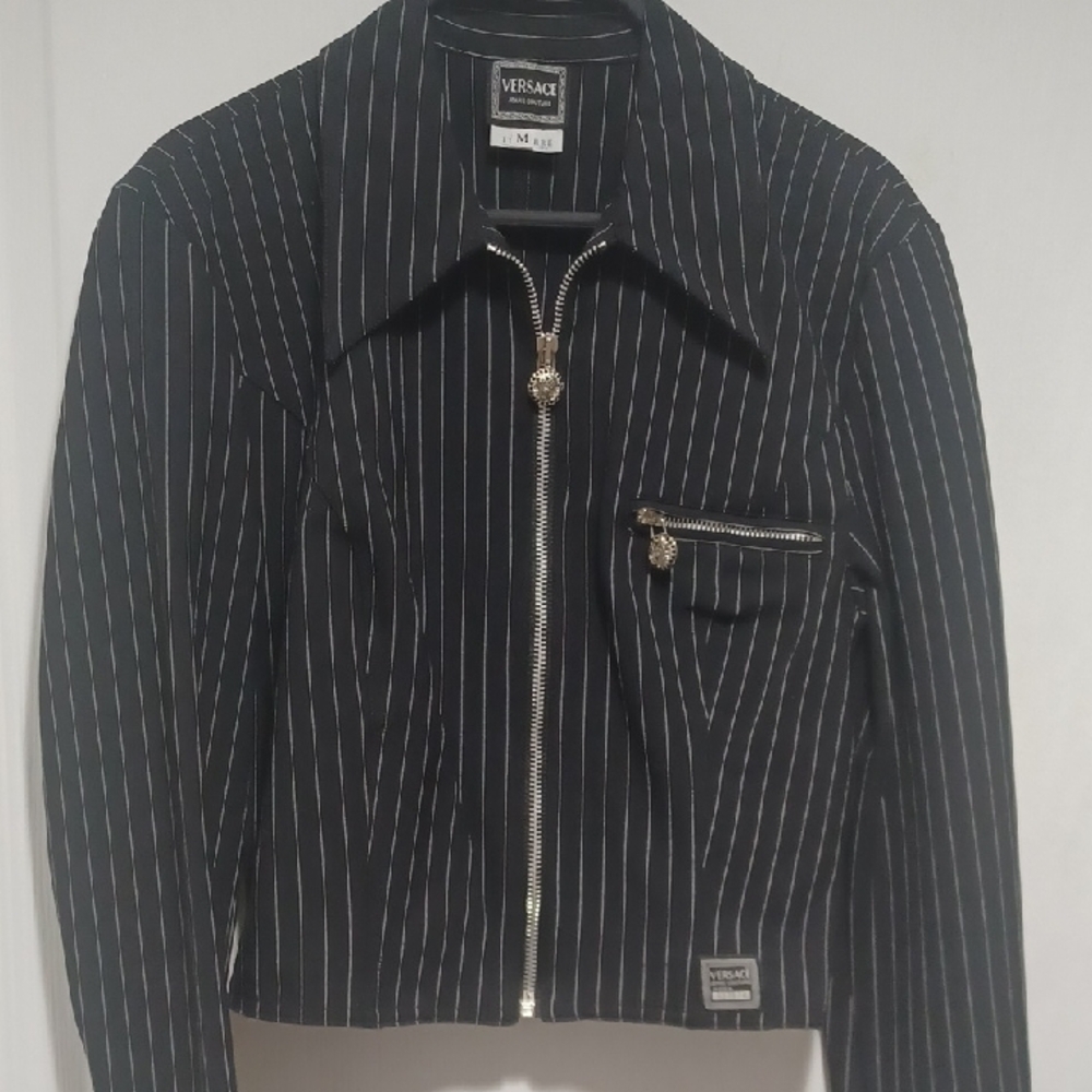 Versace Black Pinstripe Women's Blazer